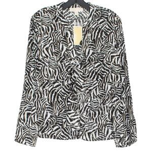 NWT Michael Kors Top Zebra Y2K Safari Abstract Boho Statement Bold Button Small